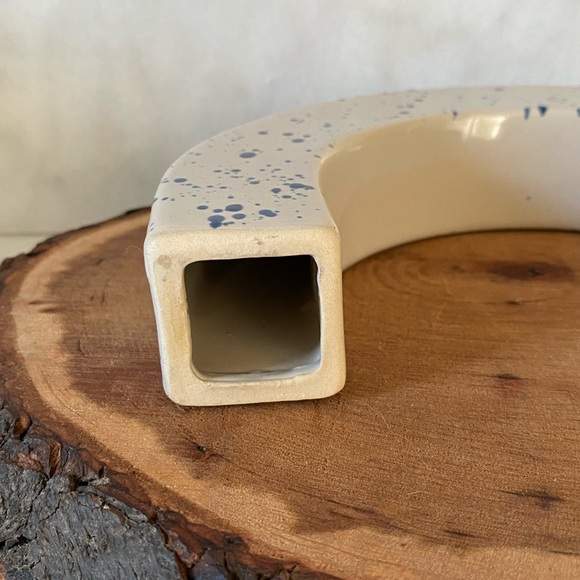 Modern Semi-Circle Speckled Blue Ceramic Accent Piece - Picture 6 of 6